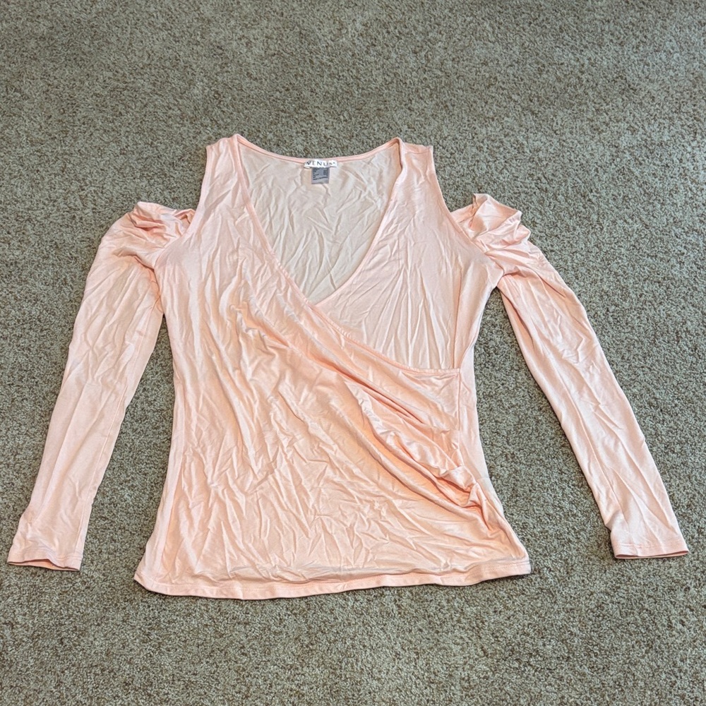 VENUS Light Pink Cold Shoulder Blouse